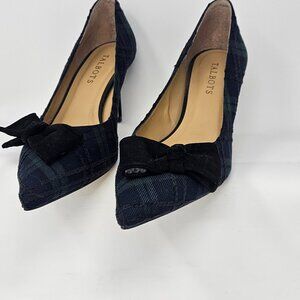 Talbots Erica Bow Pumps - Black Watch Plaid, Size 8M